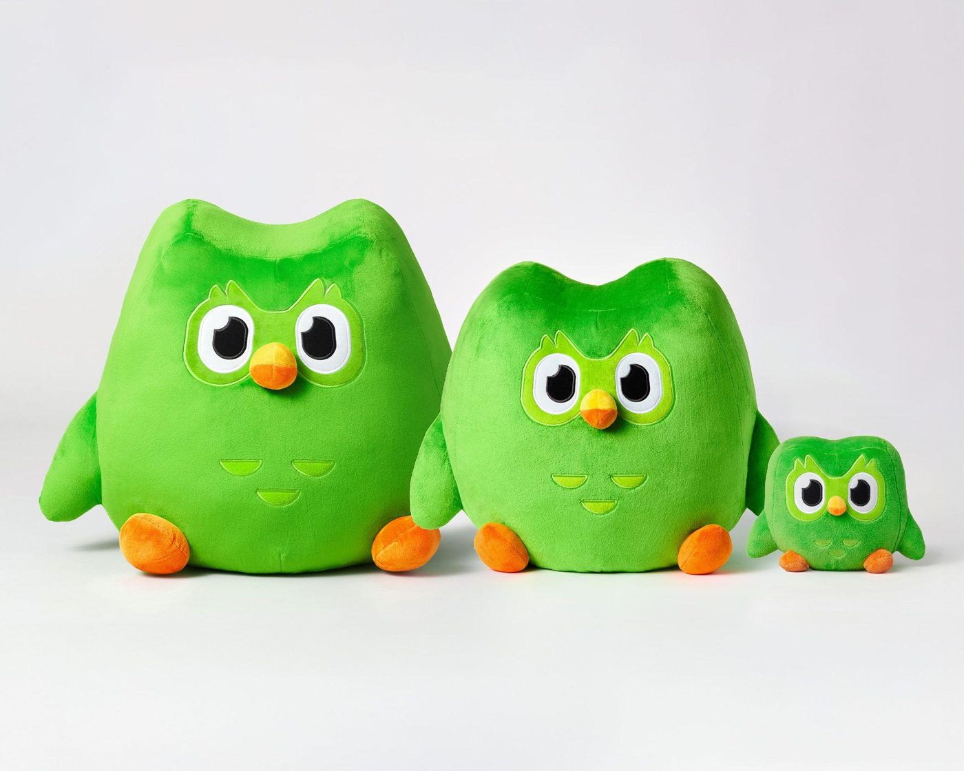 Duolingo owl plush toys in three sizes